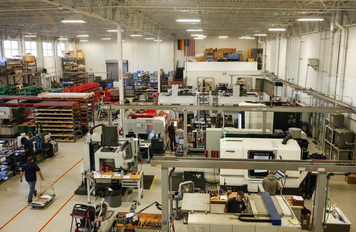 USA CEO Phillip Hauser said there’s only room for two more machines in the Charlotte location. On the other side, the administrative offices and engineering department also are full with desks all occupied. “There is no room to grow in here,” Hauser said.