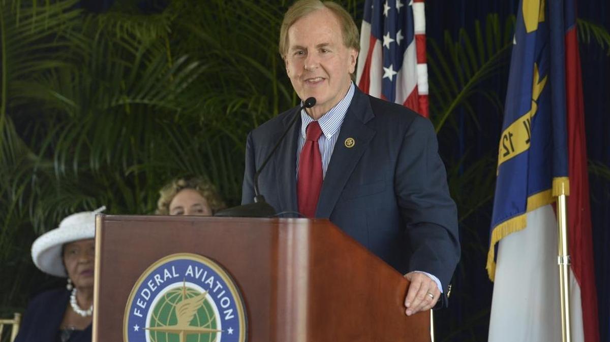 A Charlotte real estate firm on Friday closed a deal to take over management of land investments made by Rep. Robert Pittenger’s former property firm. Here Pittenger speaks Thursday at the groundbreaking ceremony for the a new Air Traffic Control Tower in Charlotte.