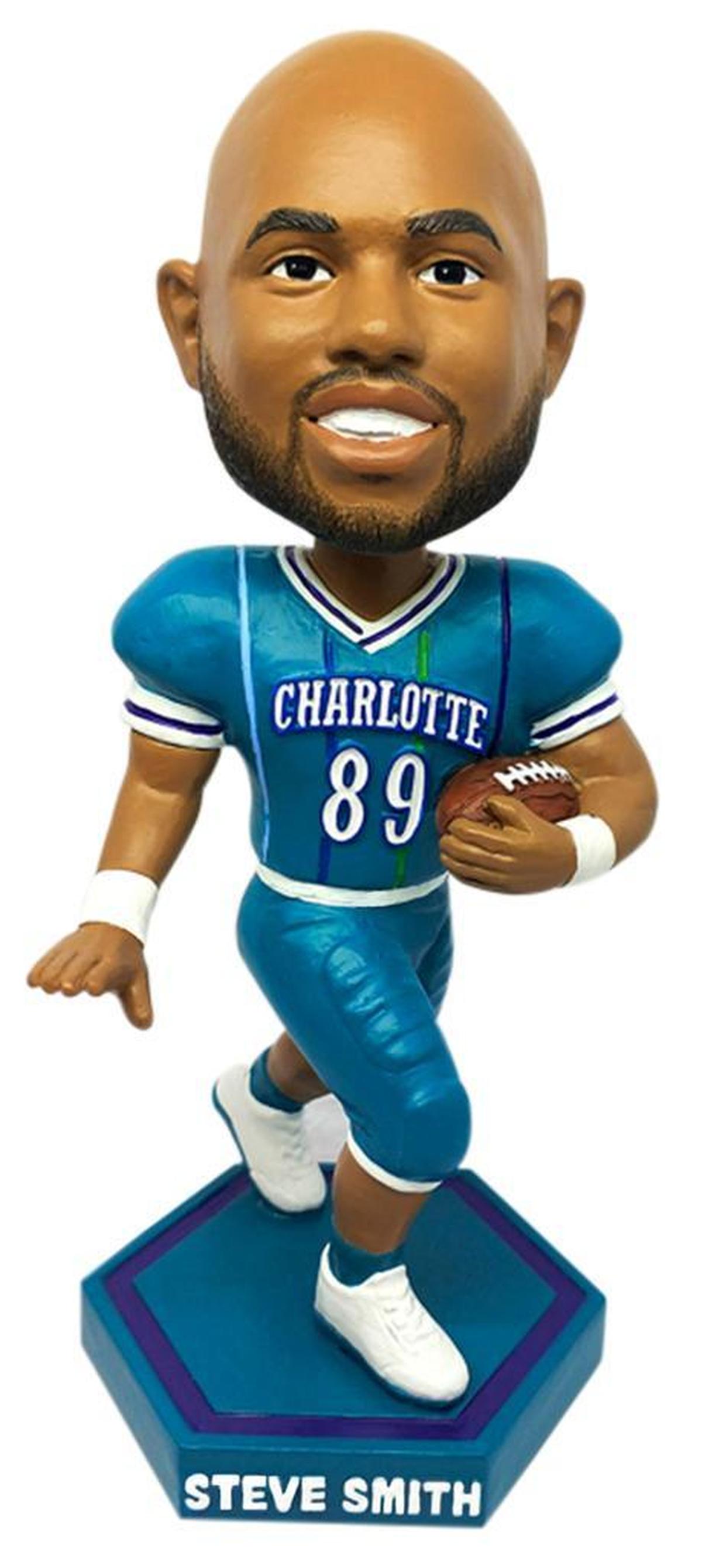 The Steve Smith bobble head will be distributed to the first 7,500 fans at the Charlotte Hornets game against the Phoenix Suns March 10 at the Spectrum Center.