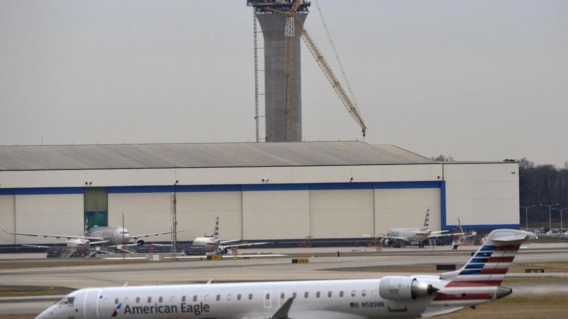 Construction continues on the new control tower at Charlotte Douglas International Airport, Wednesday, Dec. 27, 2017.