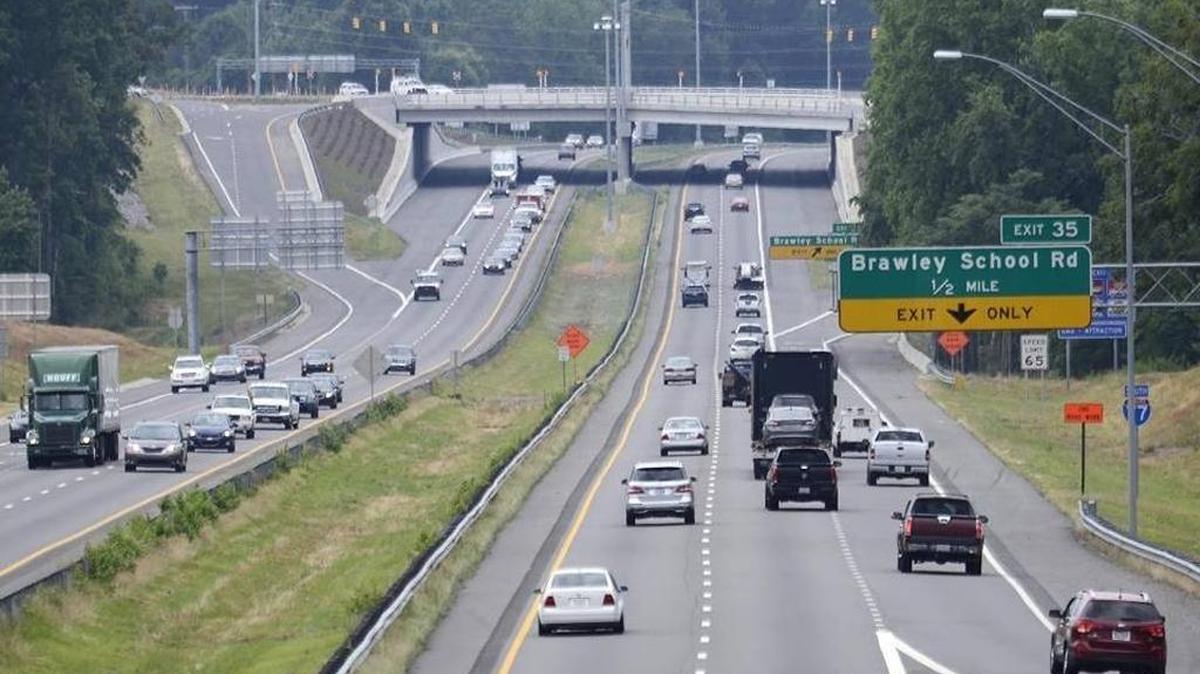 Traffic rolls south on I-77 toward Charlotte on June 23, 2014.