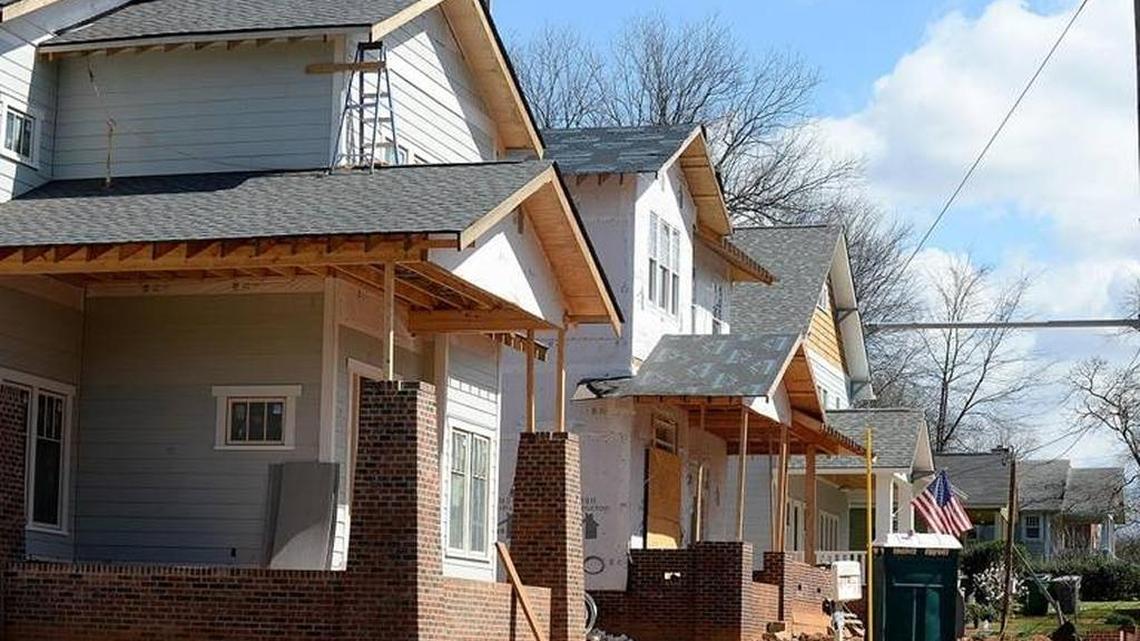 New houses under construction in Charlotte’s Biddleville neighborhood.