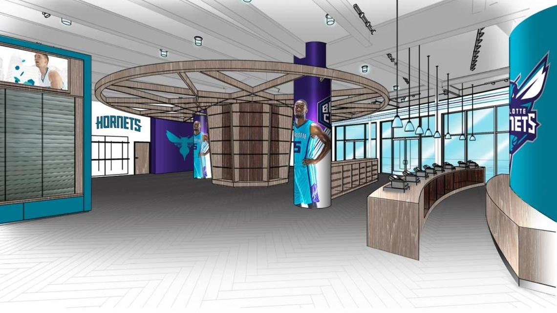 Rendering of the new fan shop in the Spectrum Center