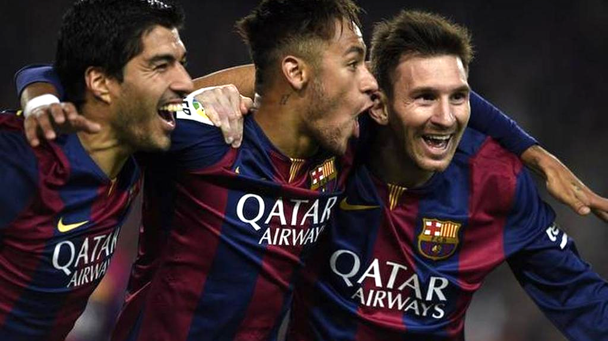 FC Barcelona players Luis Suarez, Neymar and Lionel Messi. The club is opening a soccer school in Charlotte this fall.