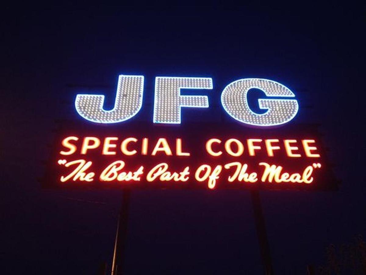 The old JFG sign that towered over I-277