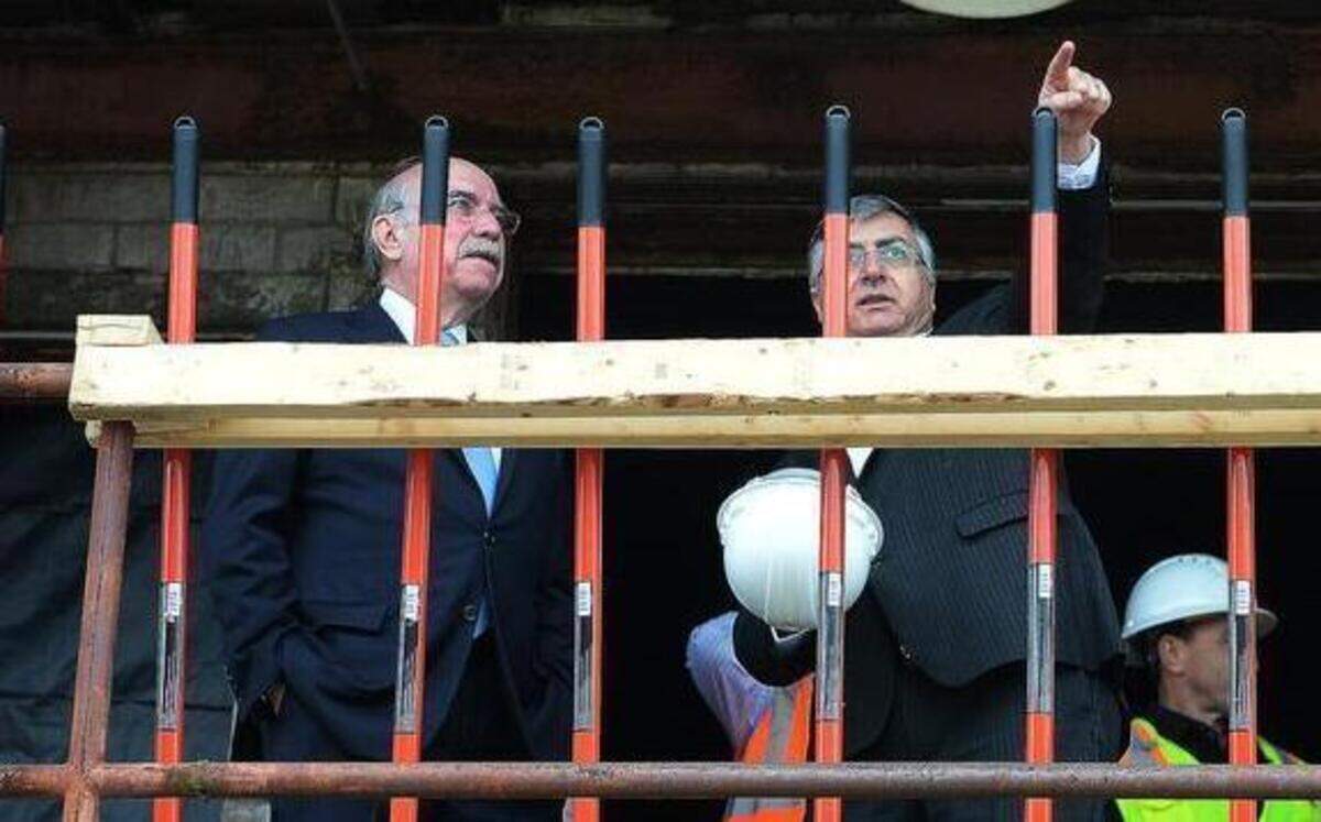 
Alex Massone, CEO of the engineering firm Austep, points out to Charlotte Mayor Dan Clodfelter where the new Bluesphere waste-to-energy facility will be built. 


