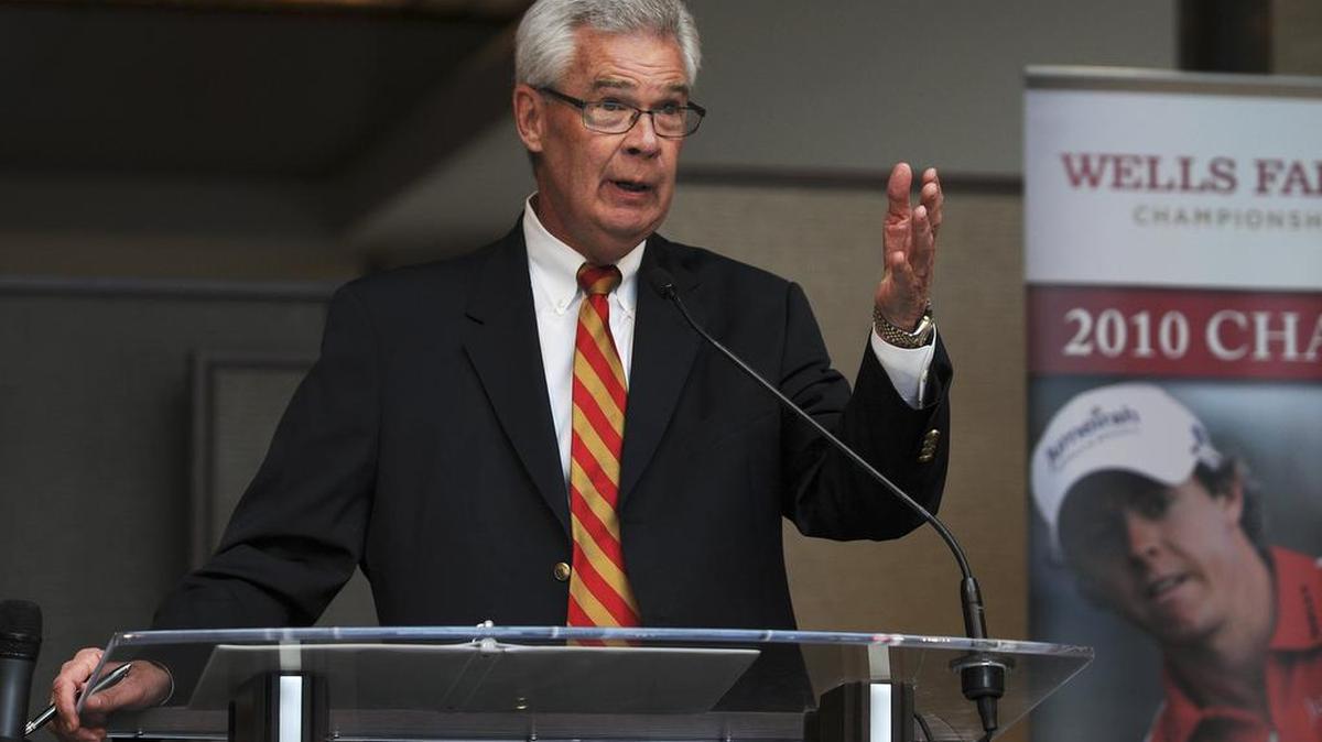 Wells Fargo Championship tournament director Kym Hougham was a speaker in 2014 when the bank said it would continue as title sponsor through 2019. He is stepping down June 30.