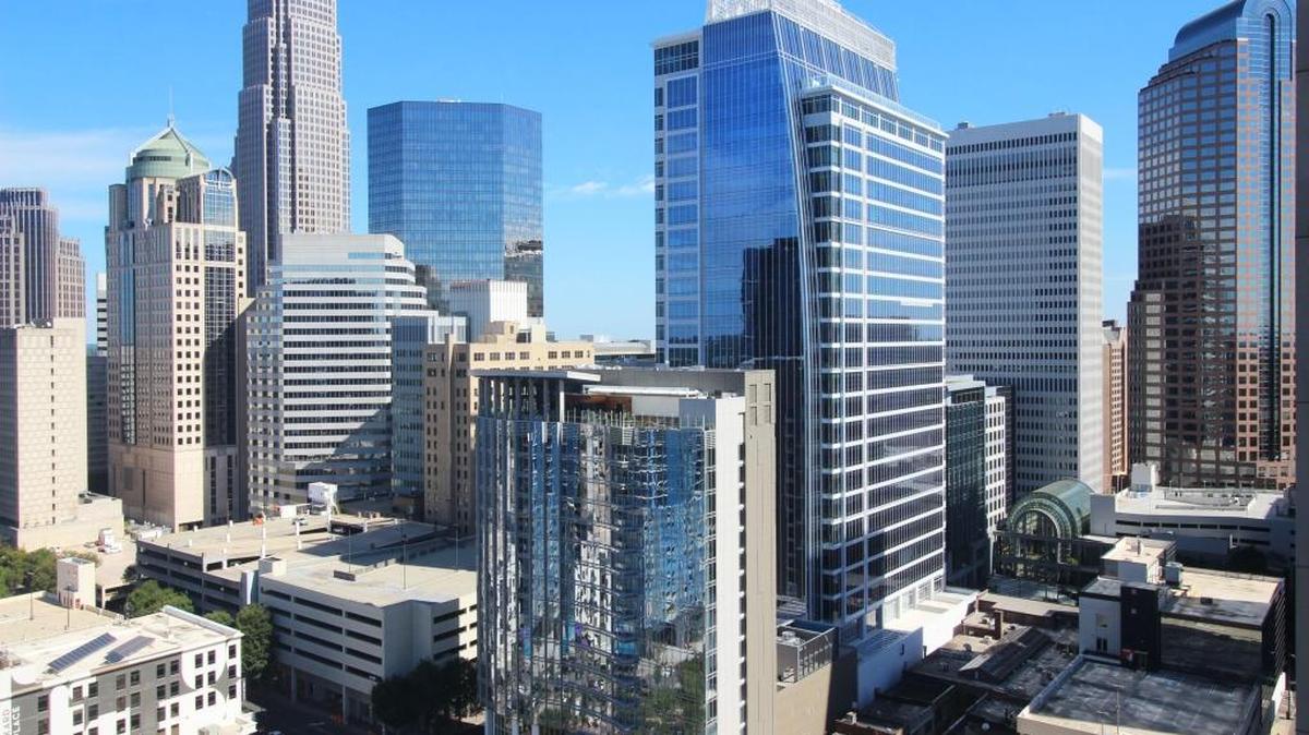 The Kimpton hotel, foreground, with 300 South Tryon in the background.