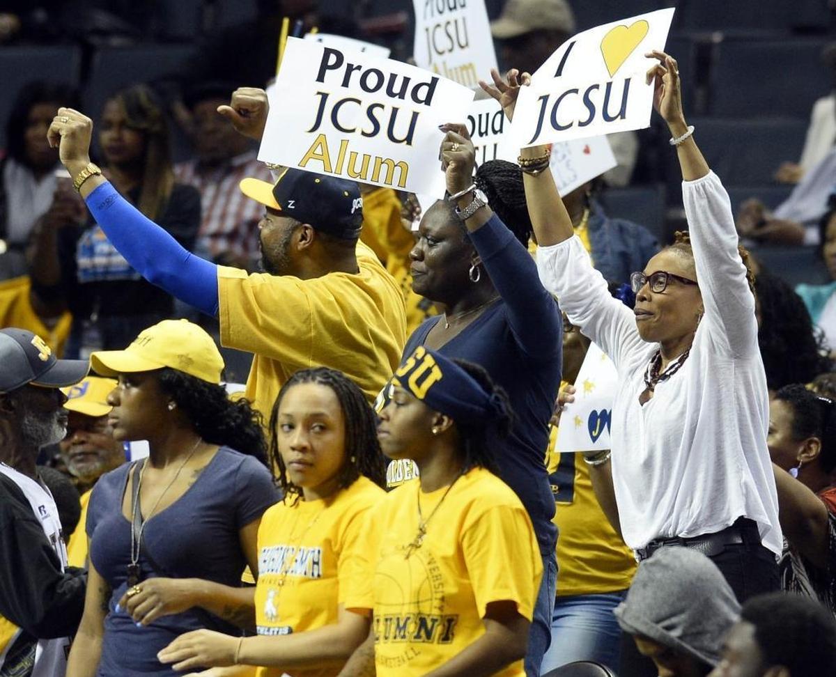 Johnson C. Smith fans cheer their team at the CIAA Tournament in uptown Charlotte last year. The tournament will leave Charlotte after next year.