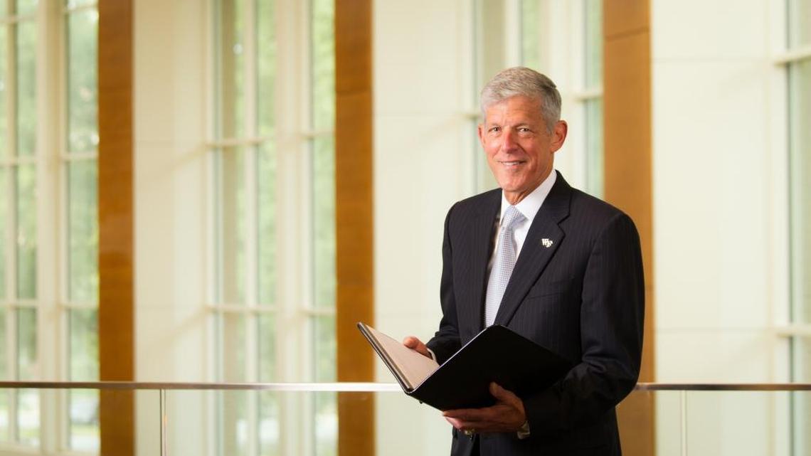 Retired Wake Forest School of Business Dean, Steve Reinemund, speaks on leadership at the WFU Charlotte Center on Saturday, Dec. 19.