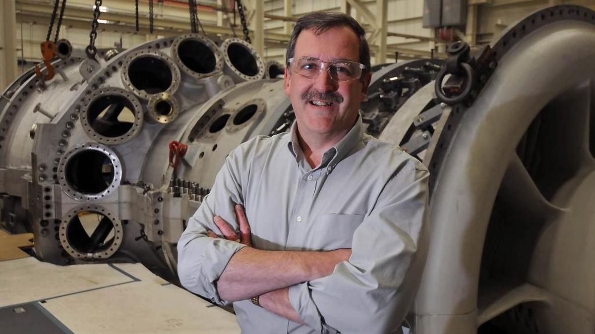 Mark Pringle, vice president of Siemens Charlotte Energy Hub, at the manufacturer’s 450,000 square foot gas turbine production plant in a December 2011 file photo.