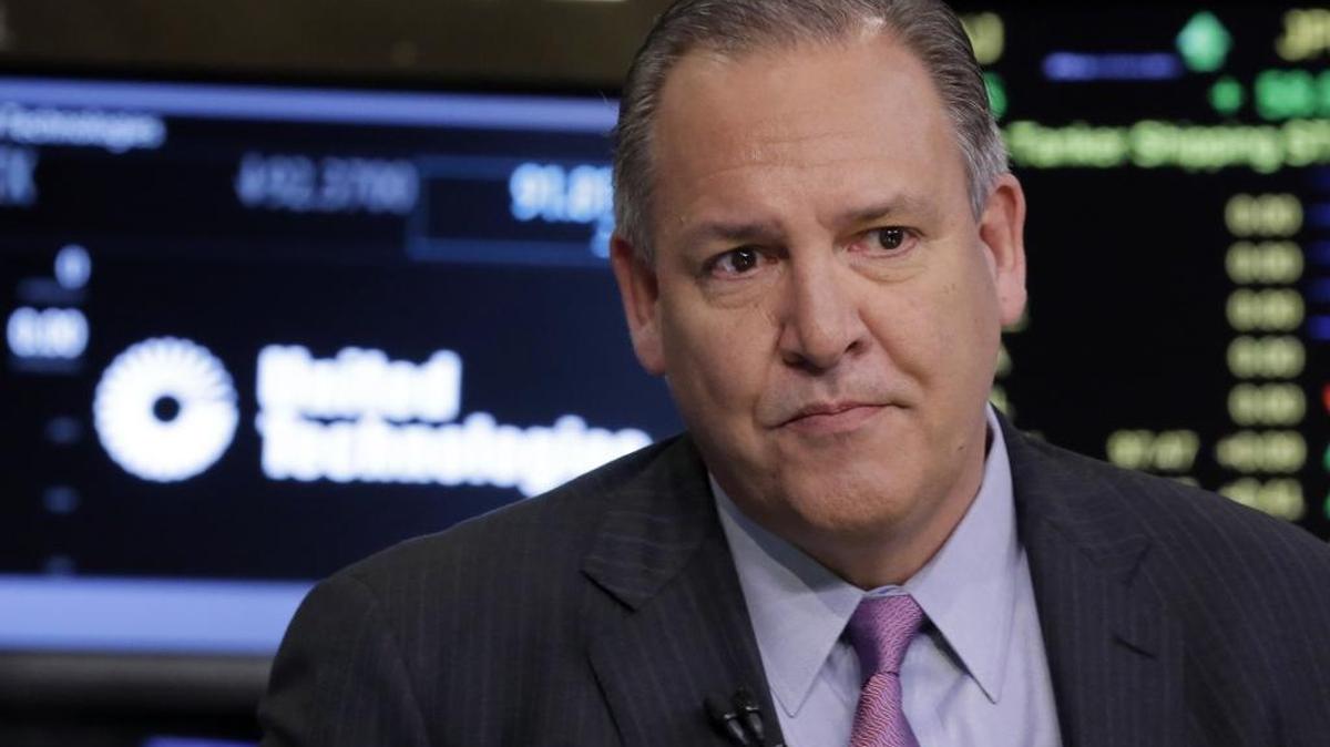 United Technologies President and CEO Gregory Hayes is interviewed on the floor of the New York Stock Exchange on Feb. 23. United Technologies Corp. has confirmed it talked with Honeywell International Inc. about the possibility of combining the two industrial conglomerates but determined that regulatory obstacles were too high to make a deal feasible. (AP Photo/Richard Drew)