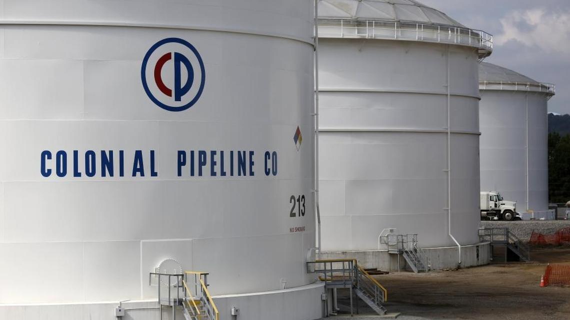 Colonial Pipeline carries gasoline, diesel, jet fuel and home heating oil from refineries to customers through more than 5,500 miles of pipeline. This is a tank farm in Pelham, Alabama.