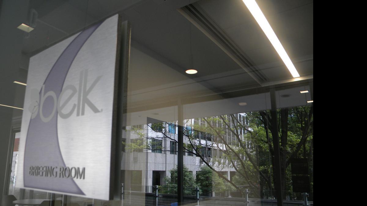 
The Belk briefing room at 330 S. Tryon St. 
