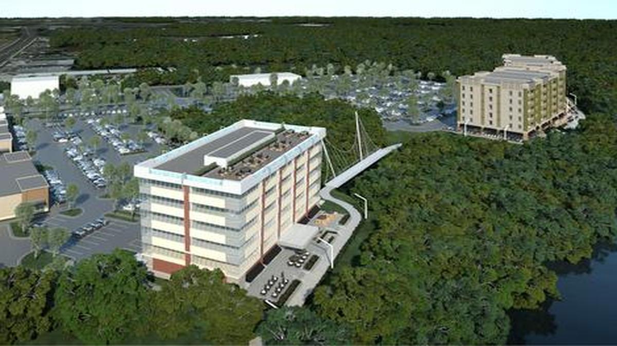 This rendering shows what an aerial view of the planned Riverside on the Catawba development in Rock Hill might look like.