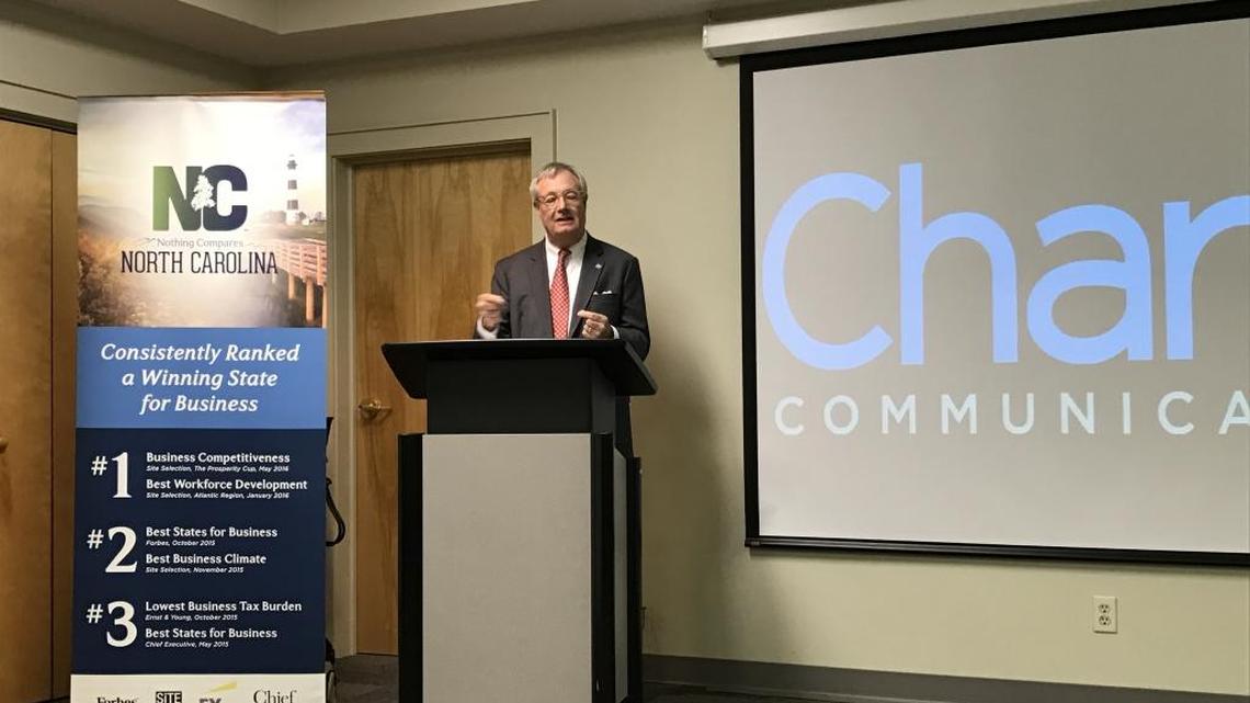 N.C. Commerce Sec. John Skvarla speaks at Charter Communications Monday morning about apprenticeships