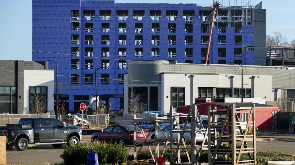 Johnson City, Tenn. manufacturer NN Inc. plans to move its headquarters to Charlotte’s Waverly development on Providence Road. The Waverly, seen here under construction, is a mixed-use development south of Interstate 485.