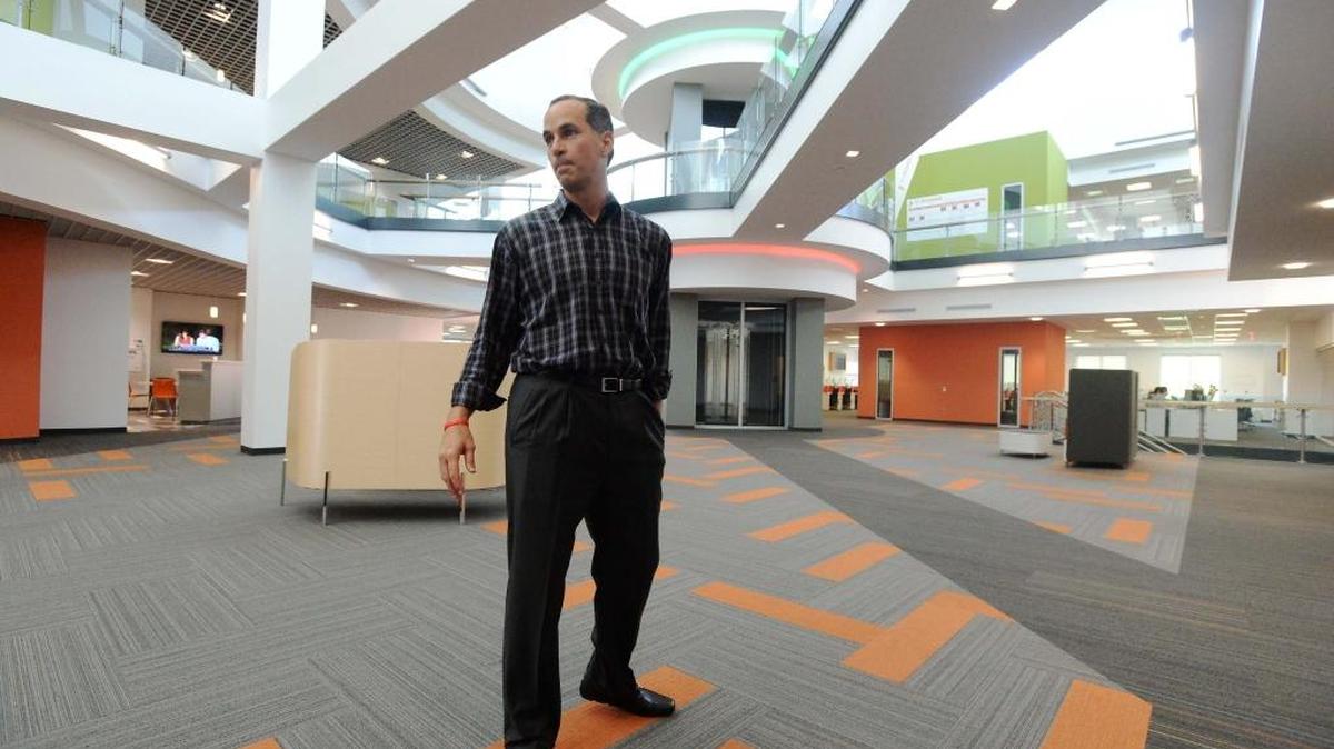 Red Ventures CEO Ric Elias leads a tour of the RV3 building in 2015.