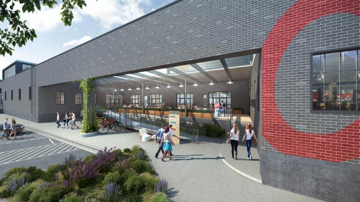Rendering of the exterior of the Gama Goat Building.