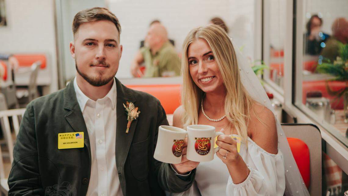 Eli and Mary Cate Holbrook had their wedding reception at a Waffle House in Tennessee.