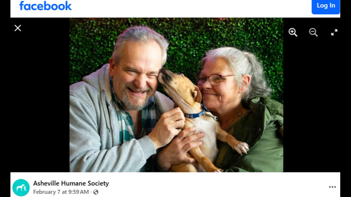 Husband and wife adopted a dog after Hurricane Helene hit a North Carolina animal shelter.