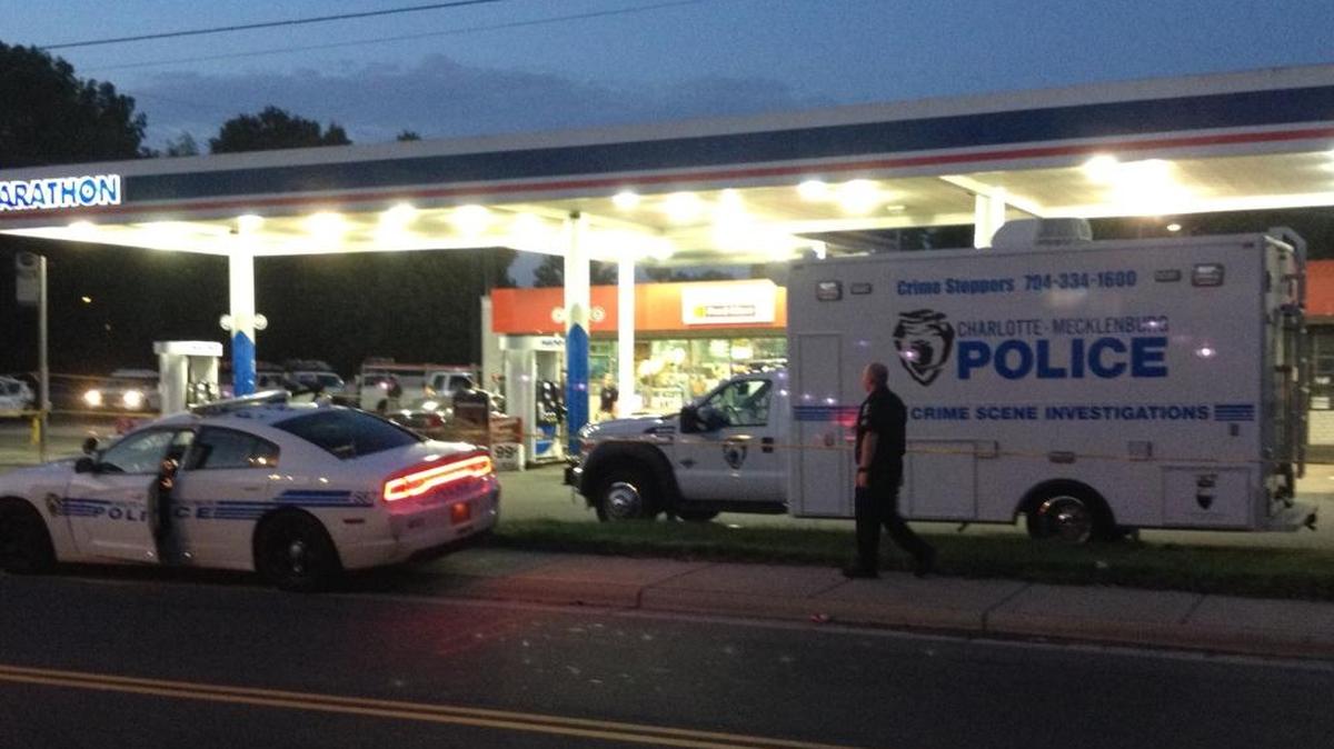
Officers were at a Marathon gas station on LaSalle Street near Interstate 77 after a male victim was fatally shot there.
