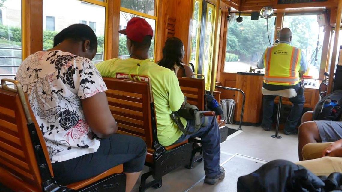 The Gold Line is free today. When the second phase opens, CATS plans to require passengers to pay to ride, either with a ticket or have a transit pass.