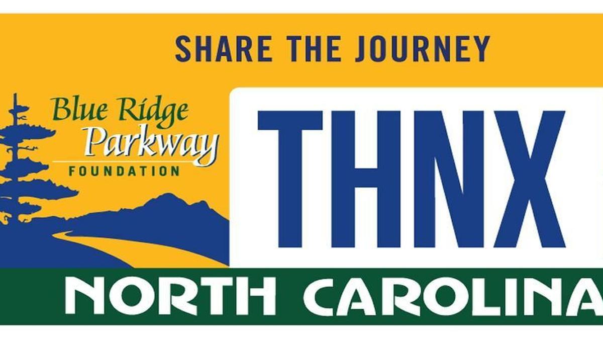 The top selling specialty NC license plates is the Blue Ridge Parkway Foundation "Share the Journey" plate.