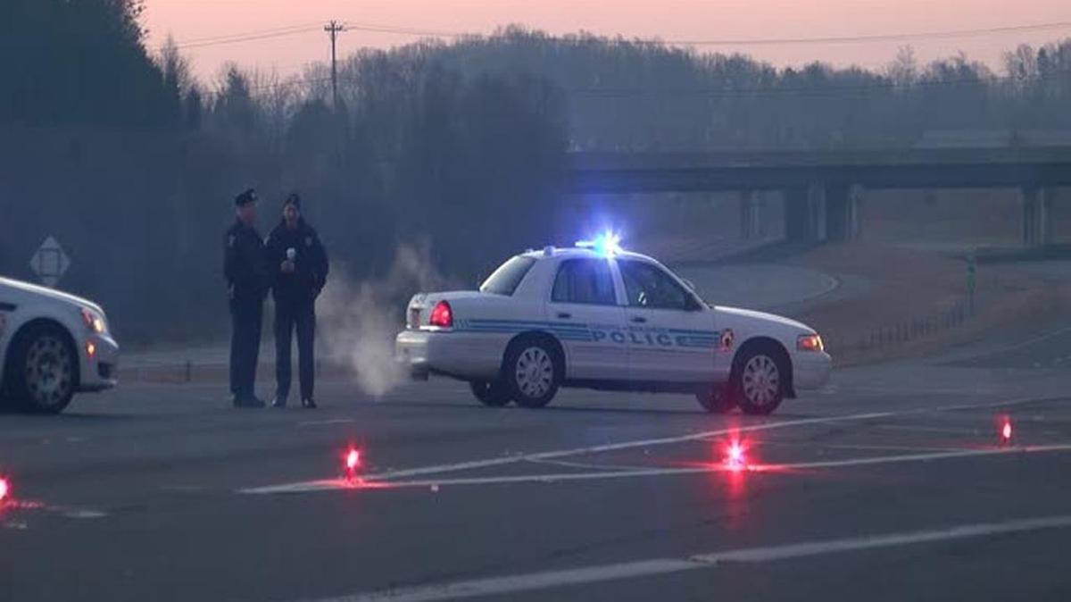 Interstate 485 was blocked early Sunday in northeast Charlotte after a body was found on the road.