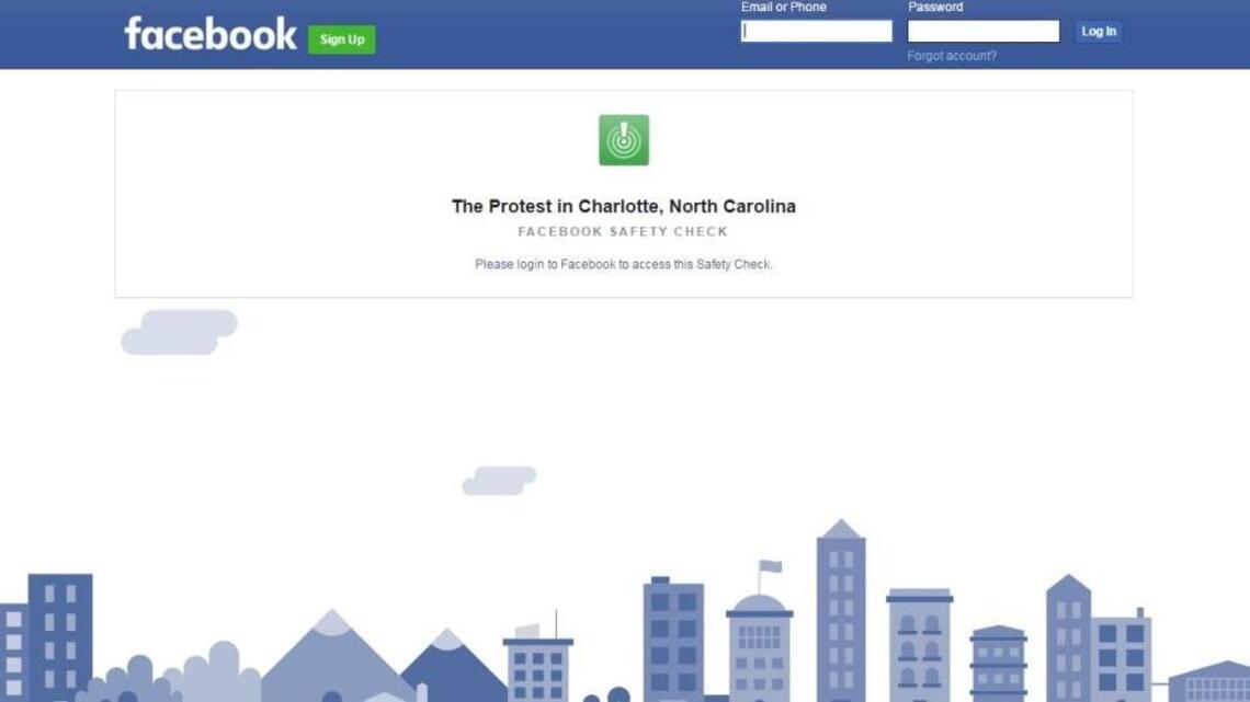 Facebook Safety Check used in Charlotte protests