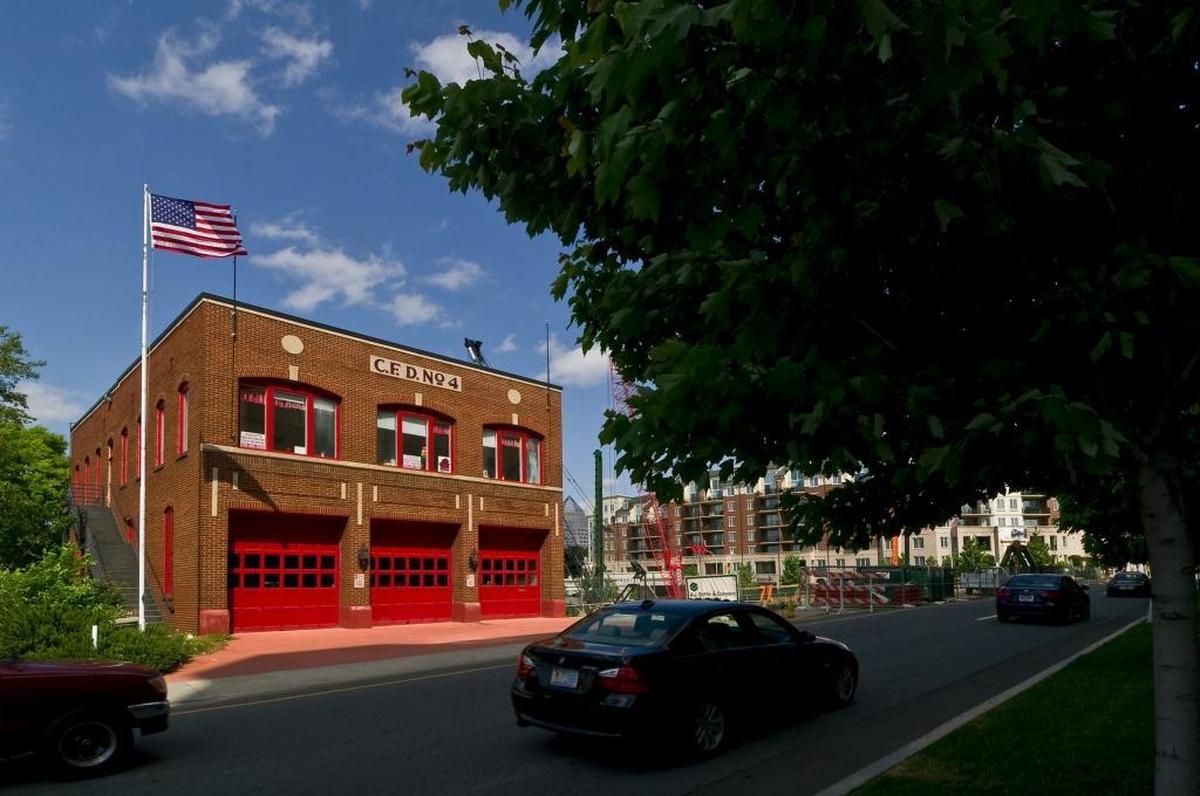 Fire Station No. 4 is located at the intersection of North Church and Fifth Streets in Uptown Charlotte.