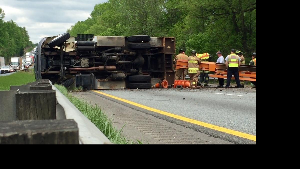 
An overturned tractor-trailer has northbound I-77 shut near Statesville Friday afternoon.

