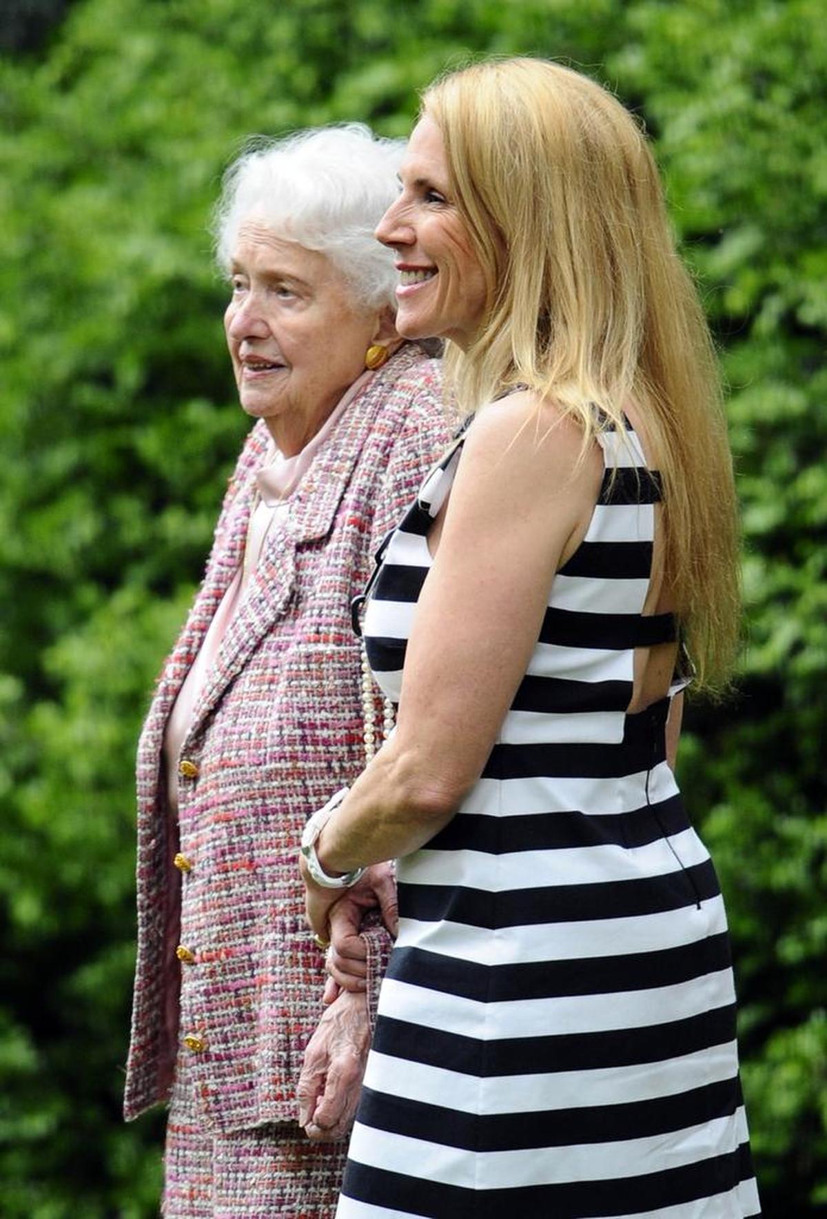 Sarah Belk Gambrell (left) prepares to take a portrait with her daughter, Sally Belk Gambrell.