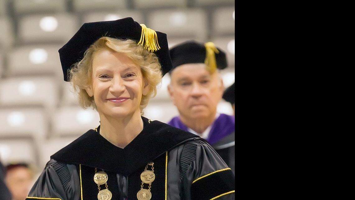 
Sheri Everts at the Appalachian State University installation Friday morning. 
