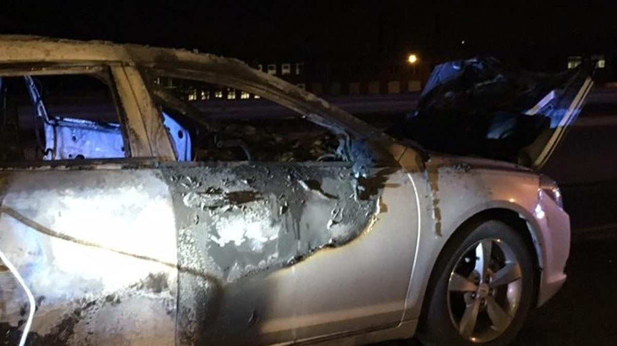 The car involved in the chase that resulted in suspect trying to set himself on fire.