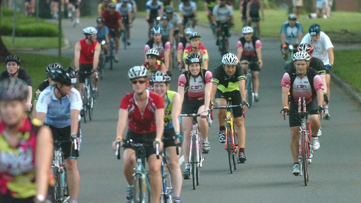 
Riders head down Queens Rd. West during the first few laps of the 24 Hours of Booty, a popular charity cycling event in Myers Park. 
