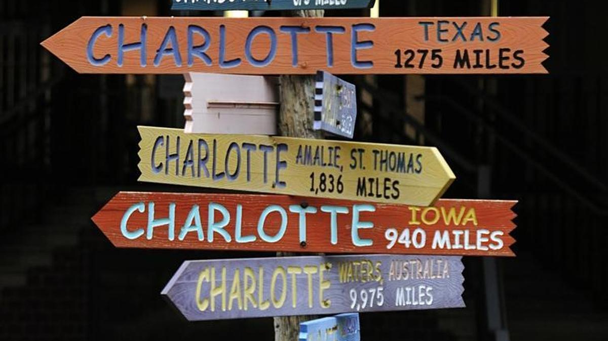 The Charlotte sign on The Green