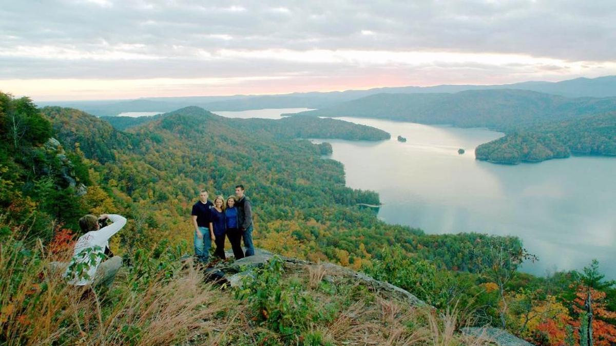 Jumping Off Rock offers a colorful vista of Lake Jocassee.
