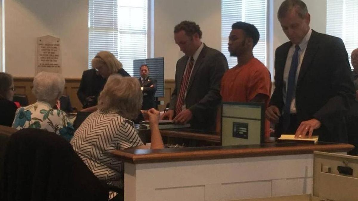 Former Chester football star Jon-Michael Sanders, second from right, was sentenced to 15 years for several violent crimes including robbing two elderly people and shooting a horse.