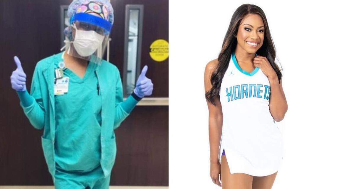 As a Hornets cheerleader, she’s been sidelined. As a nurse, she’s most definitely not.