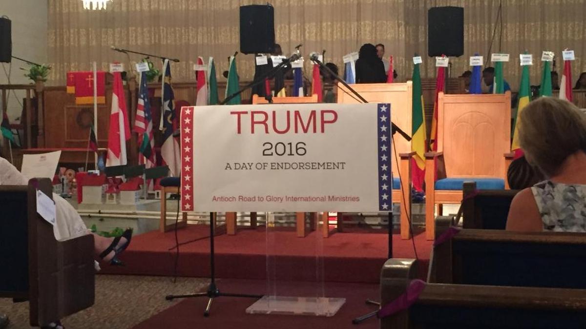 Speakers encouraged congregants to vote for Trump from the pulpit.