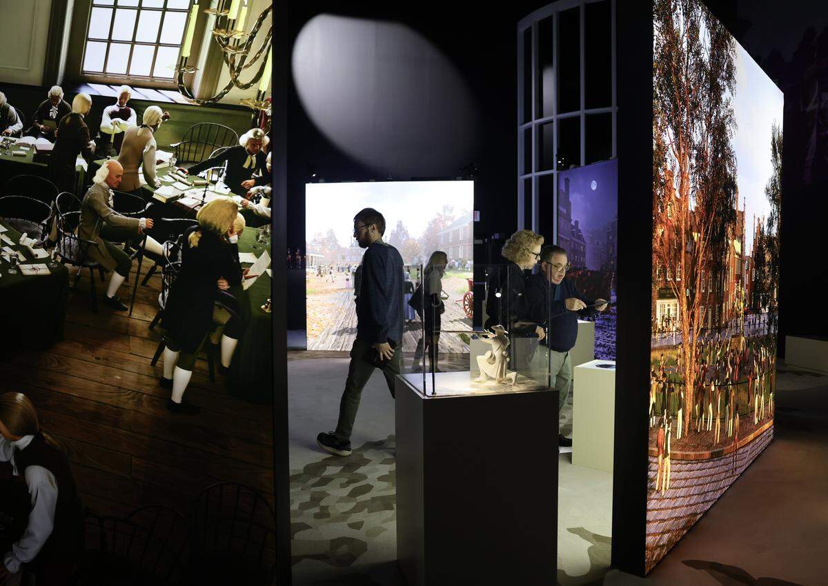 The Charlotte Museum of History is showcasing the “American Revolution: The Augmented Exhibition," shown here on Tuesday, April 7, 2026. This immersive, technology-driven experience uses augmented reality and video game technology to bring the defining moments of the American Revolution to life.