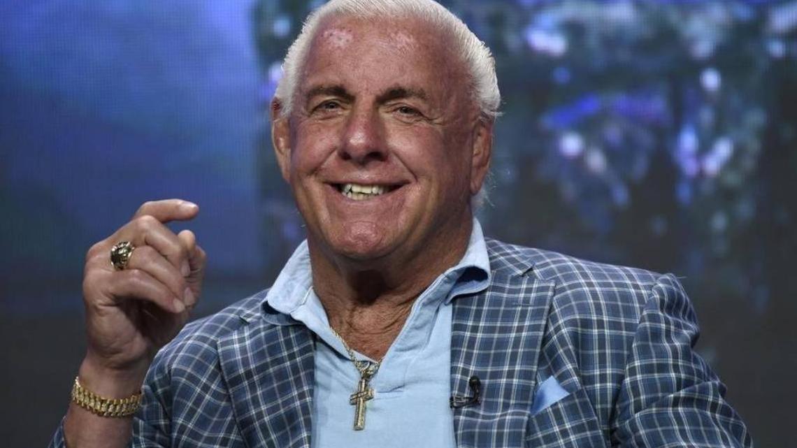 Retired professional wrestler Rick Flair, the subject of the documentary "30 for 30: Nature Boy," participates in a panel during the ESPN Television Critics Association Summer Press Tour at the Beverly Hilton on Wednesday, July 26, 2017, in Beverly Hills, Calif.