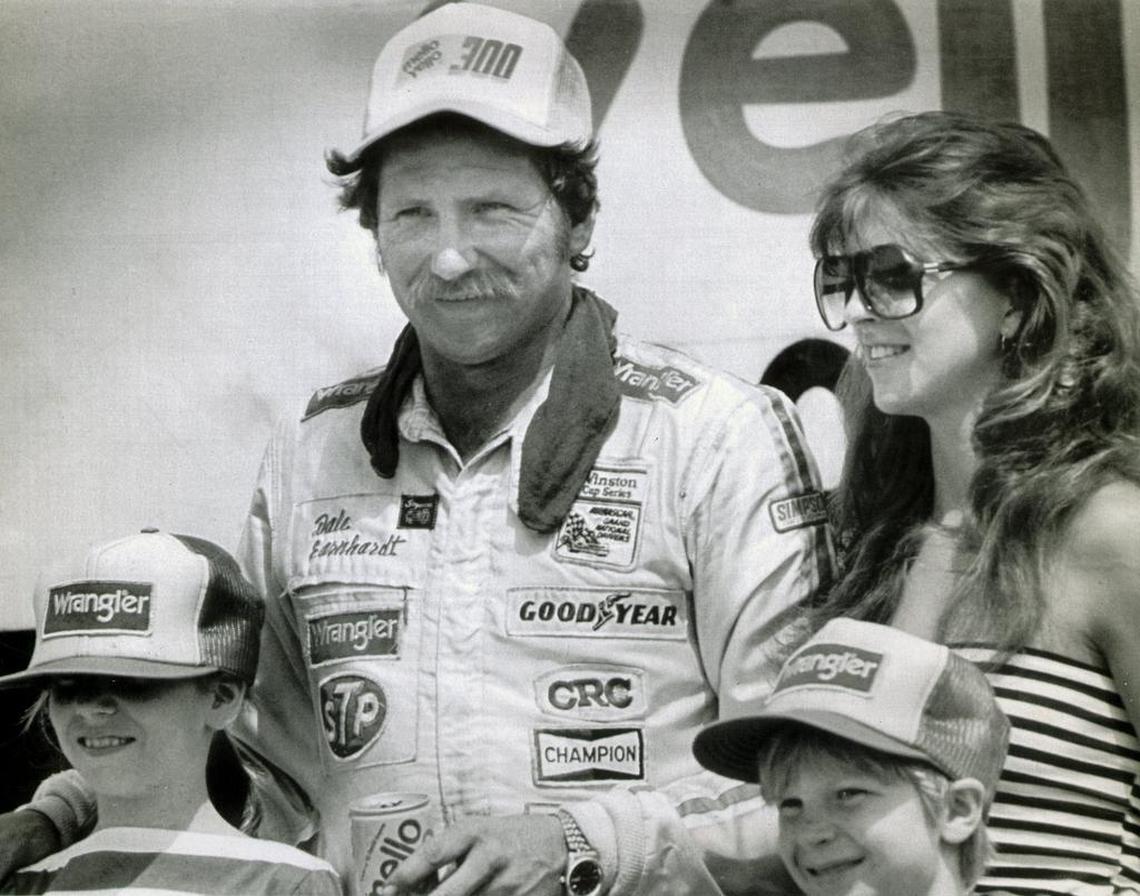 This 1983 Charlotte Observer file photo shows, from left, Kelley Earnhardt Miller, her dad, Dale Earnhardt, brother Dale Earnhardt Jr., and Dale Earnhardt’s wife, Teresa Earnhardt.