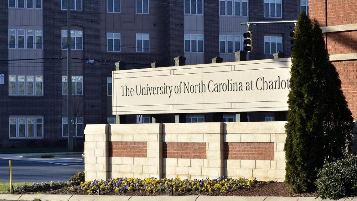 The UNC Charlotte entrance on University City Boulevard is shown in this February photo. Three fraternities at the school were suspended recently because of hazing and other infractions, university records show.