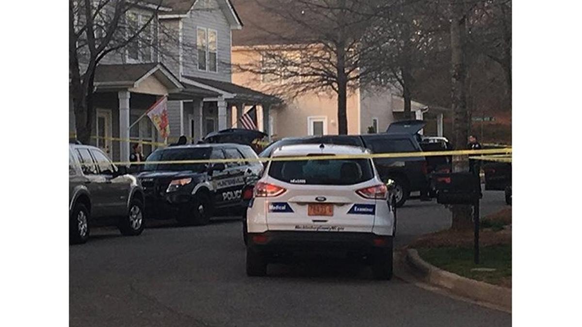 Scene of investigation in Huntersville late Wednesday.