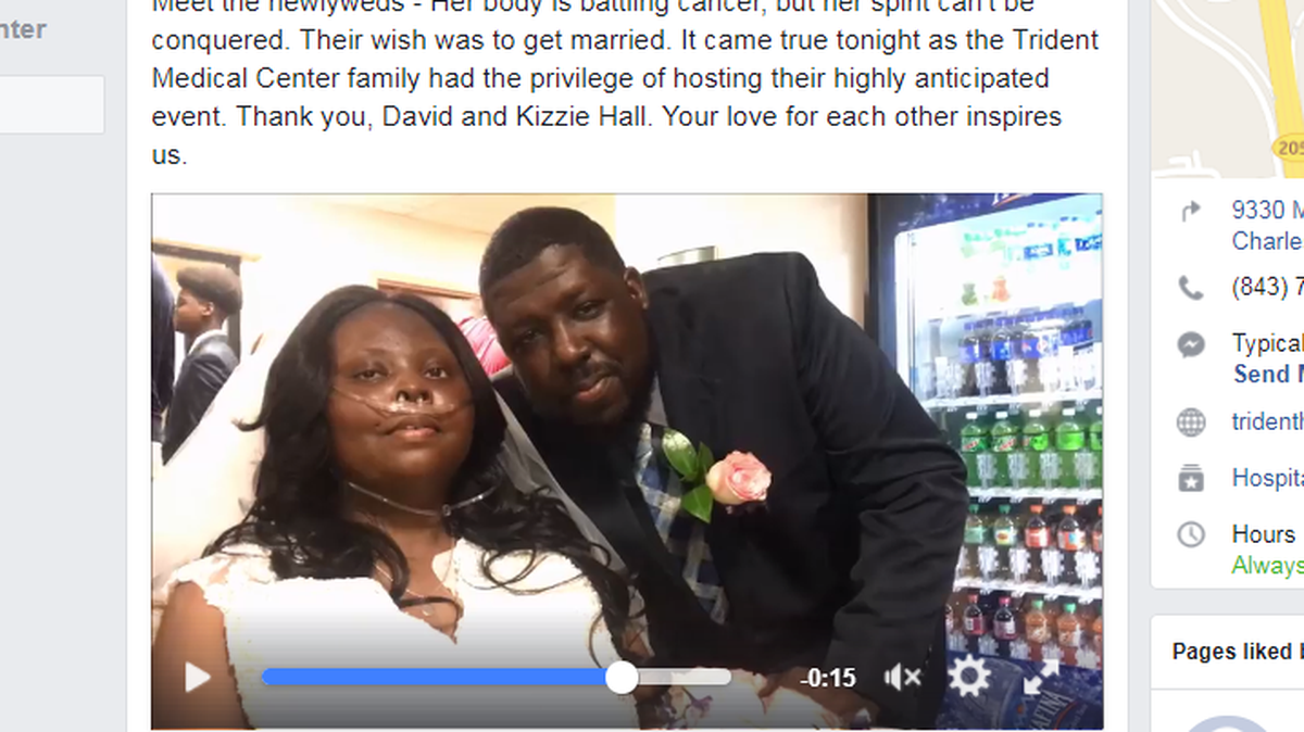 The couple’s wedding was featured in a Facebook video posted by the hospital