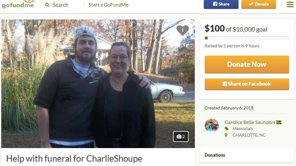 Charlie Shoupe, diagnosed with schizophrenia according to the family, was shot and killed Friday. His family says they need financial help for a funeral and his mother’s living expenses. She has been out of work the past few years to be a full-time caregiver for her son, according to the Go Fund Me page.