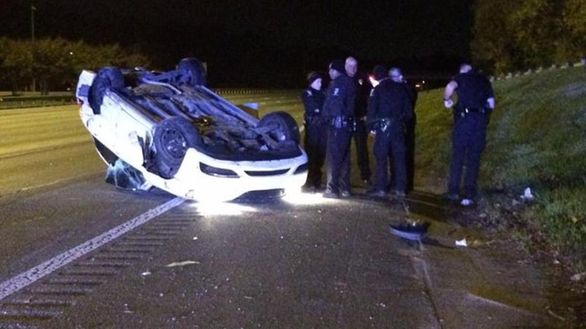 A rollover wreck early Friday sent one person to the hospital and closed part of northbound Interstate 77 near Brookshire Boulevard.