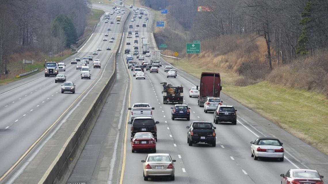 Traffic slows on Interstate 85 near McAdenville.